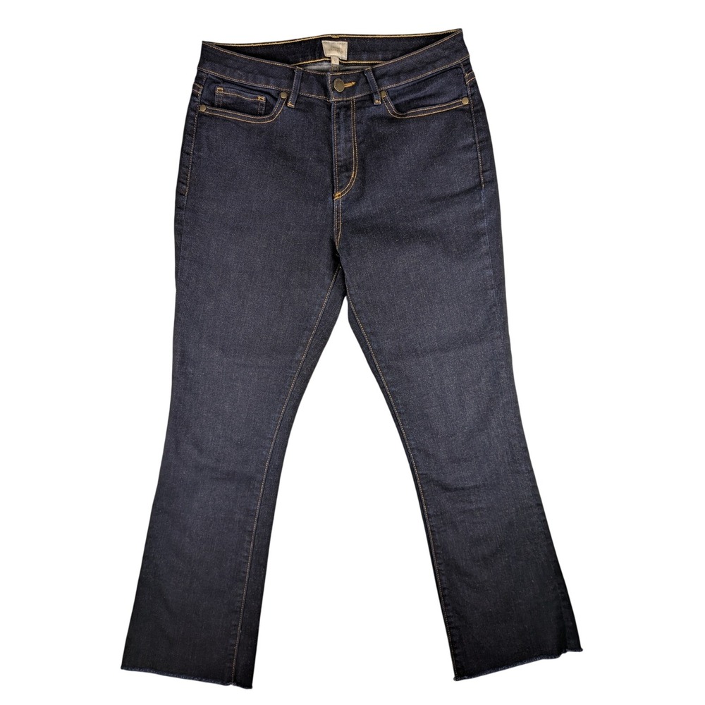 Ann Mashburn Womens Dark Wash Bootcut Jeans Raw Hem Size 27 (Fits 28x25)‎ Denim